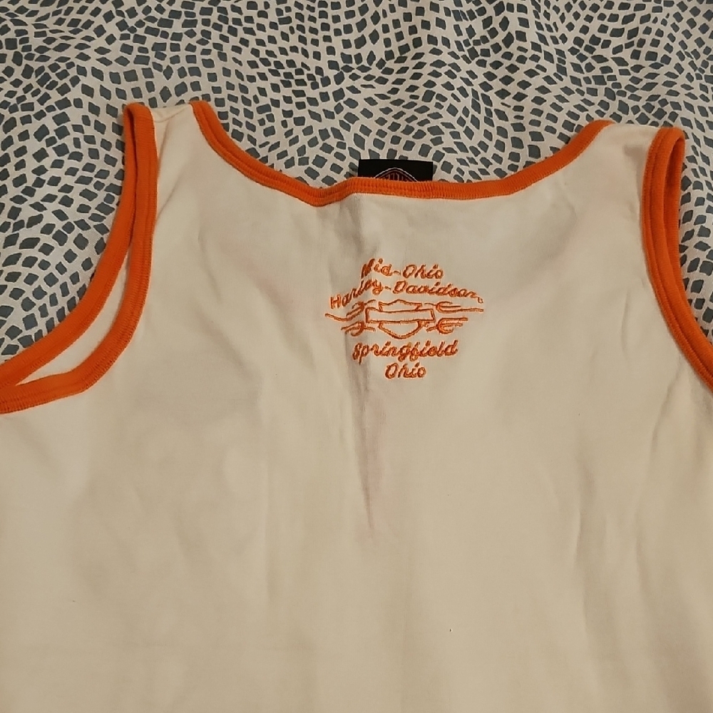 Harley-Davidson White and Orange Women's Tank - Picture 3 of 3